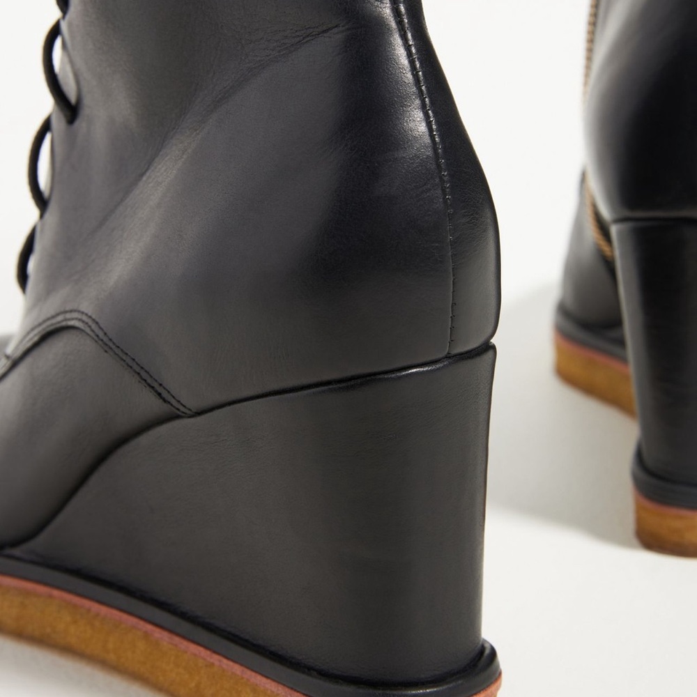 Silent D Black Wedge Ankle Boots - Picture 3 of 10